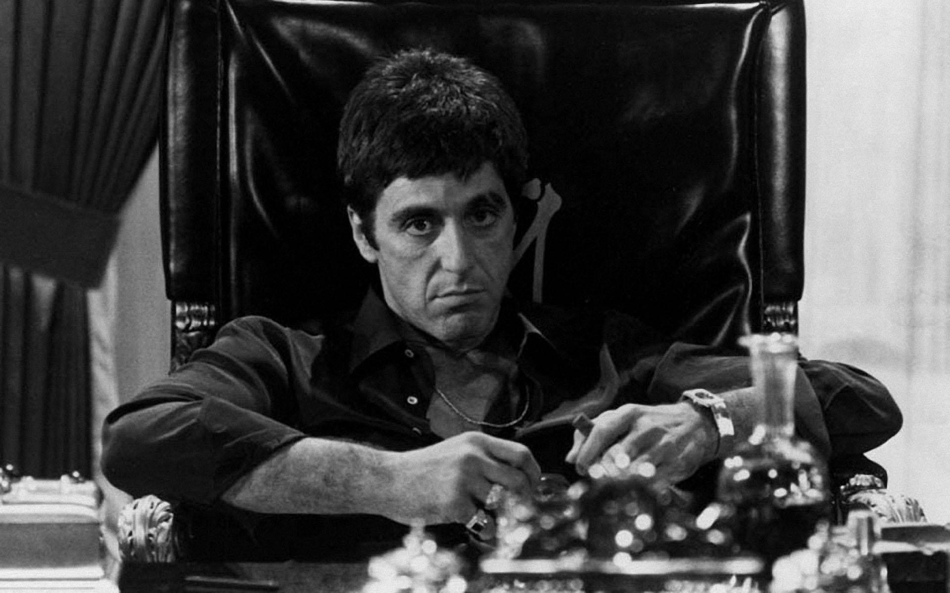 Al Pacino, Scarface, leather chair, Full HD Desktop Wallpaper