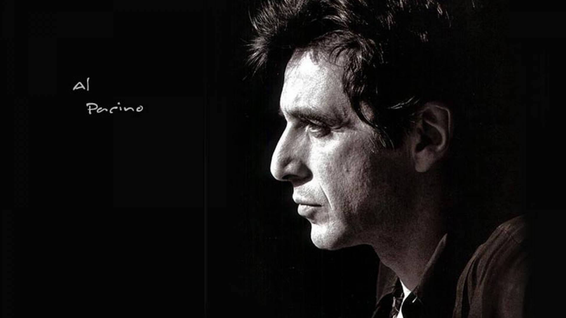 Al Pacino, side view pose, black and white portrait, Full HD Desktop Wallpaper