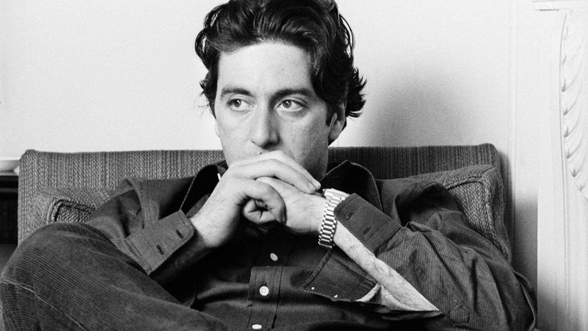 Al Pacino, black and white portrait, dark hair, Full HD Desktop Wallpaper
