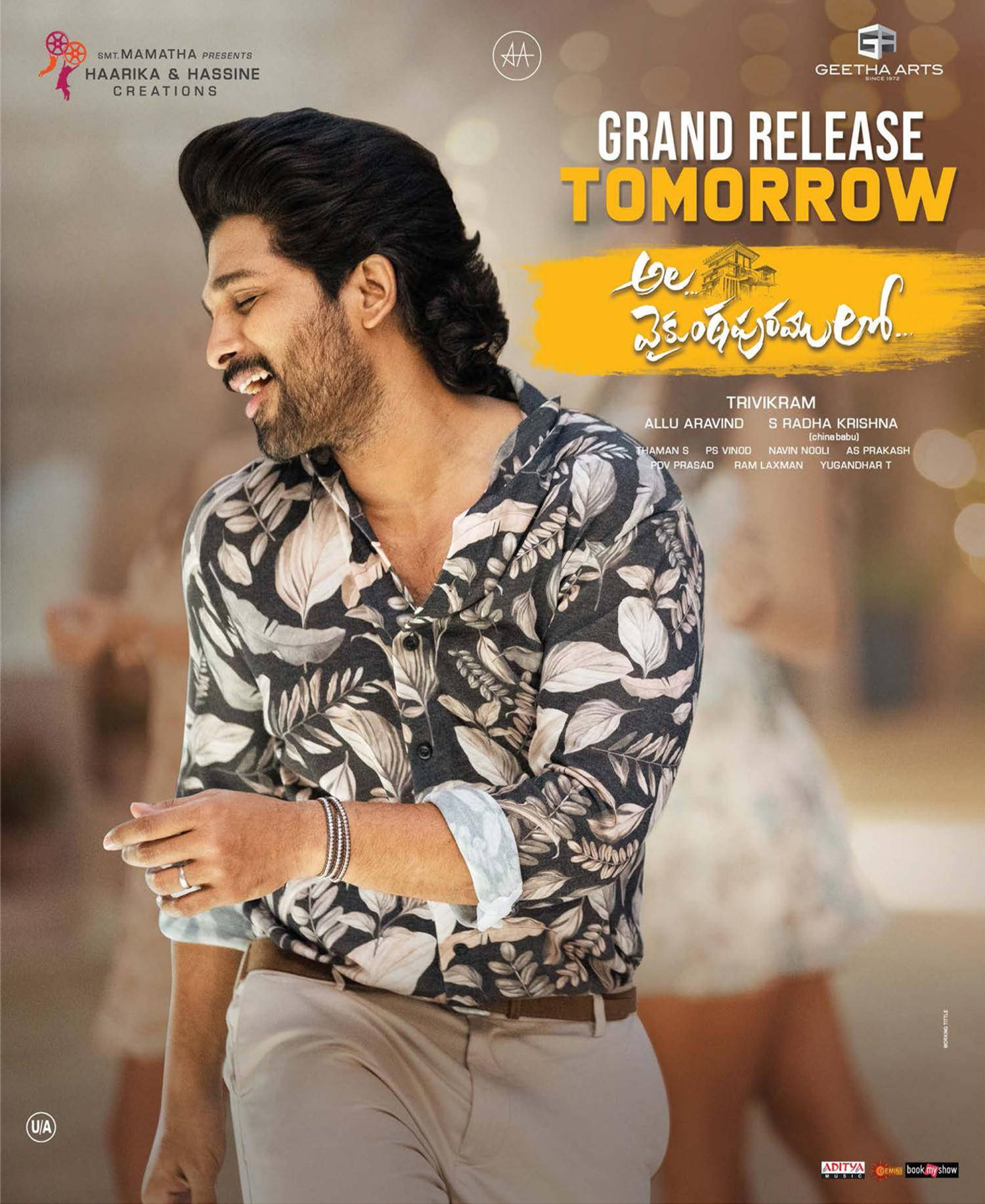 Ala Vaikunthapurramuloo, grand release poster, leaf-patterned shirt, HD Phone Wallpaper