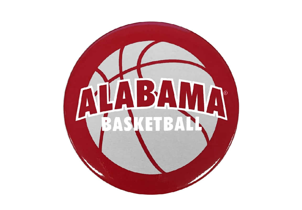 Alabama Basketball, glossy red circular button, white basketball, SD Desktop Wallpaper