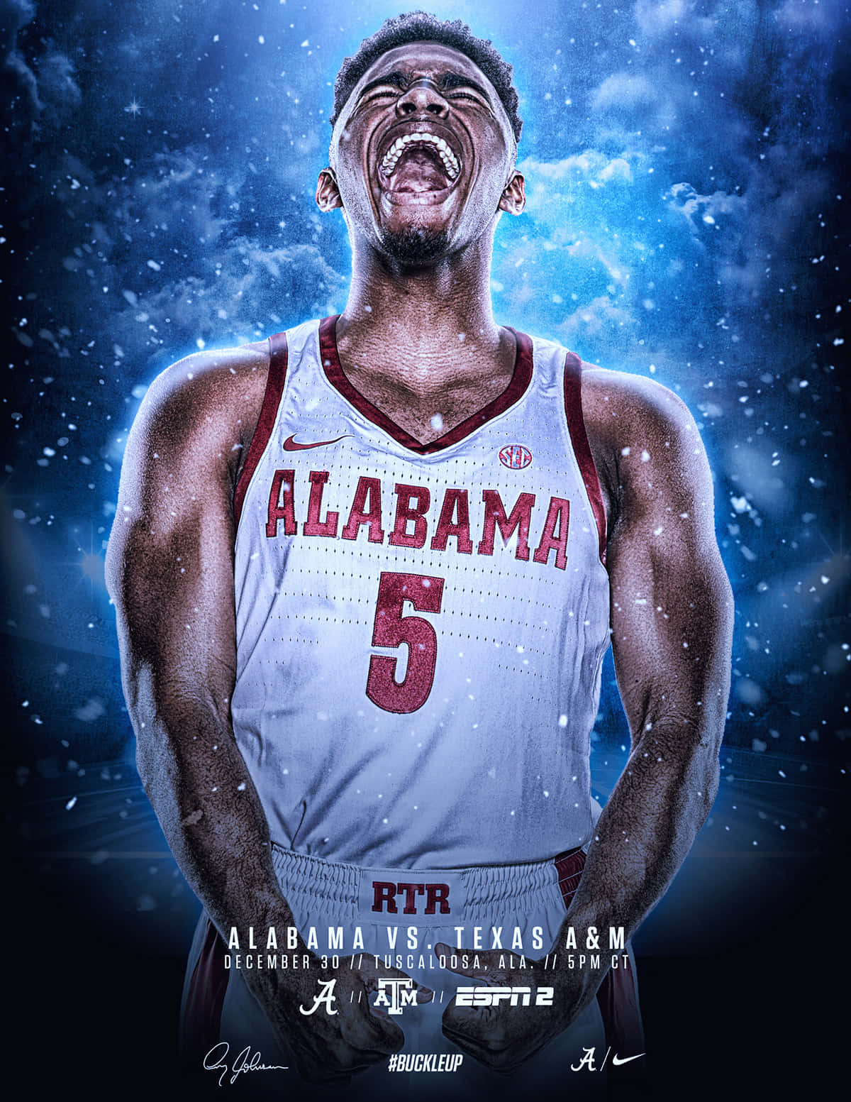 Alabama Basketball, Alabama jersey, cosmic blue background, HD Phone Wallpaper