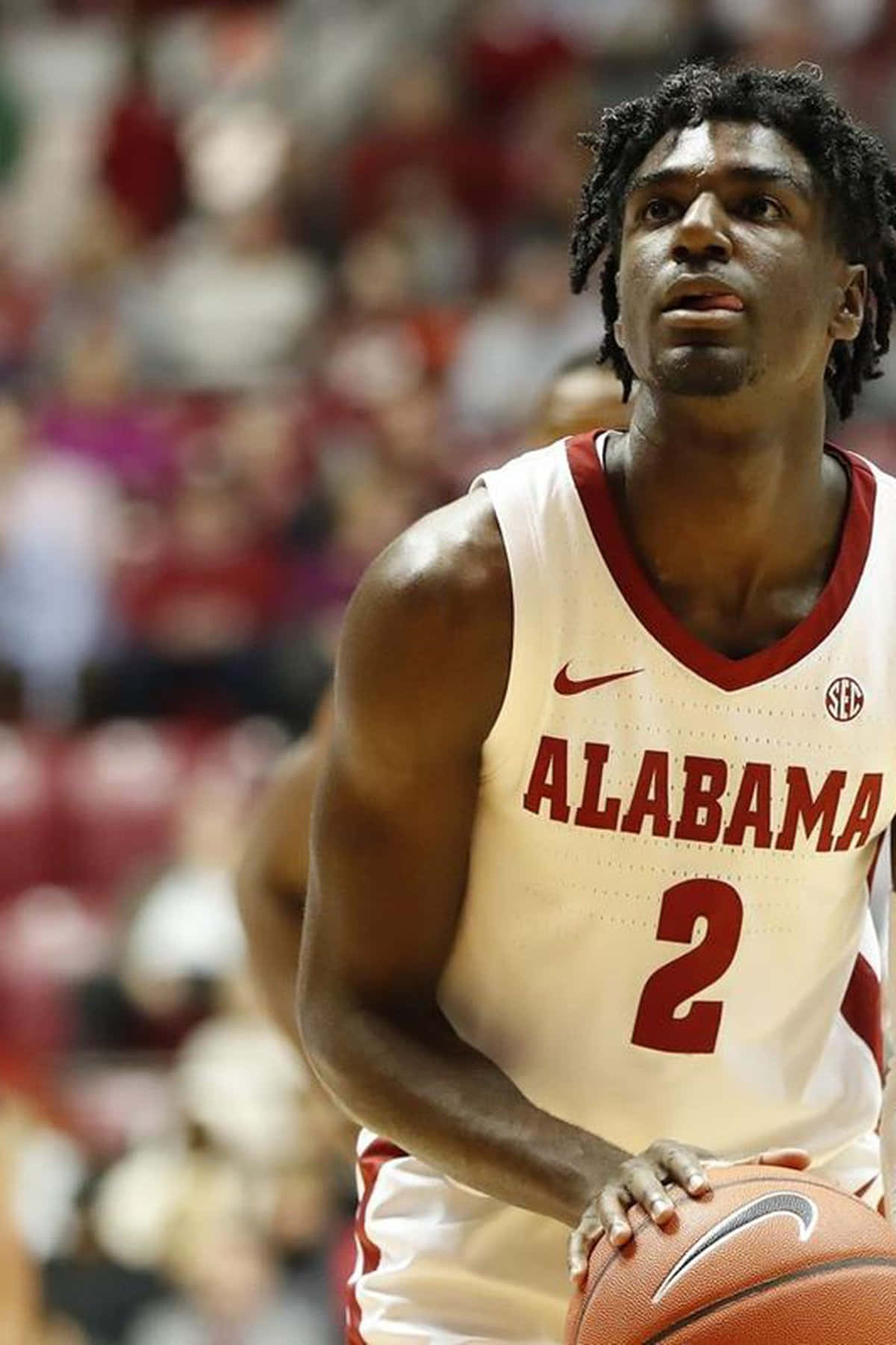 Alabama Basketball, white and crimson jersey, jersey number two, HD Phone Wallpaper