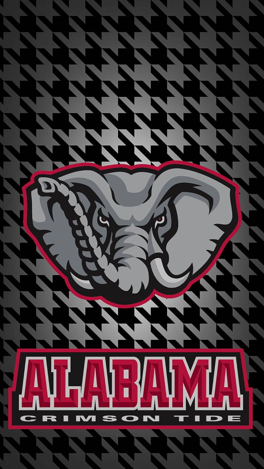 Alabama Crimson Tide, gray elephant mascot, red outline and tusks, Full HD Phone Wallpaper