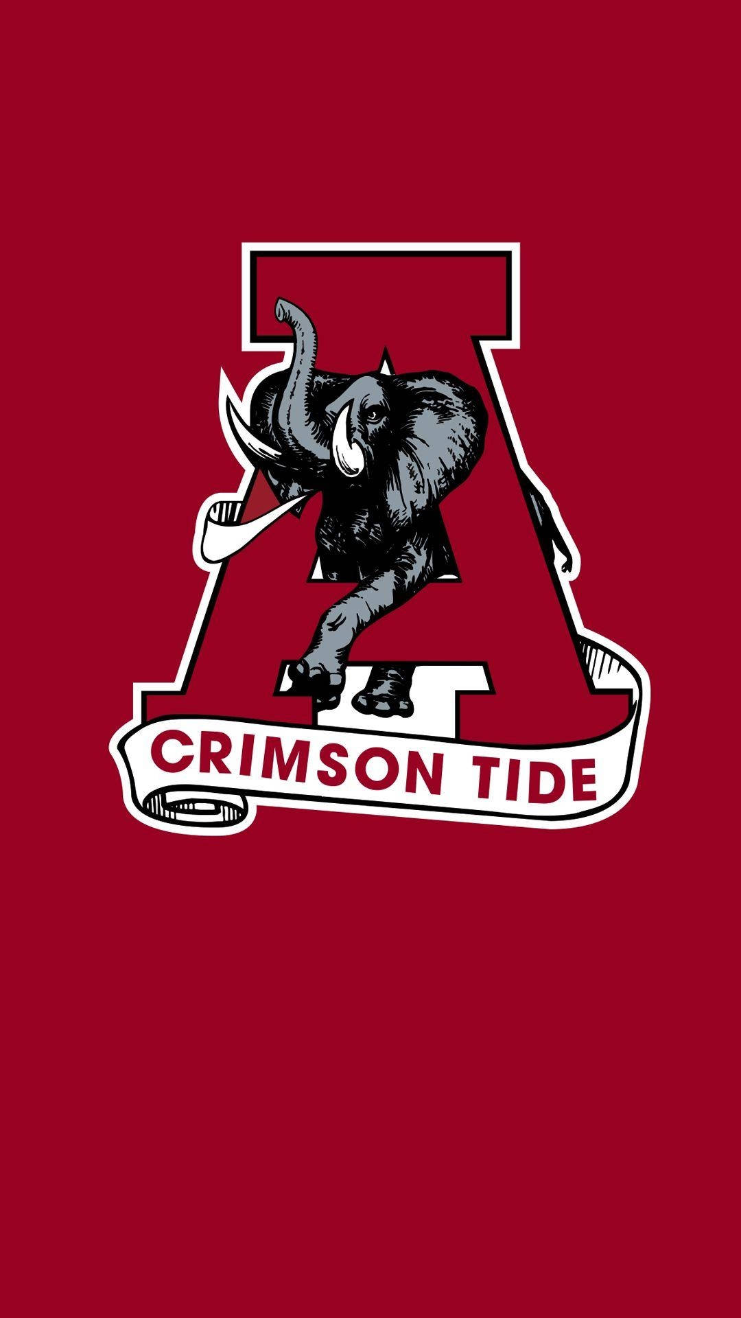 Alabama Crimson Tide, elephant mascot, large letter A, Full HD Phone Wallpaper
