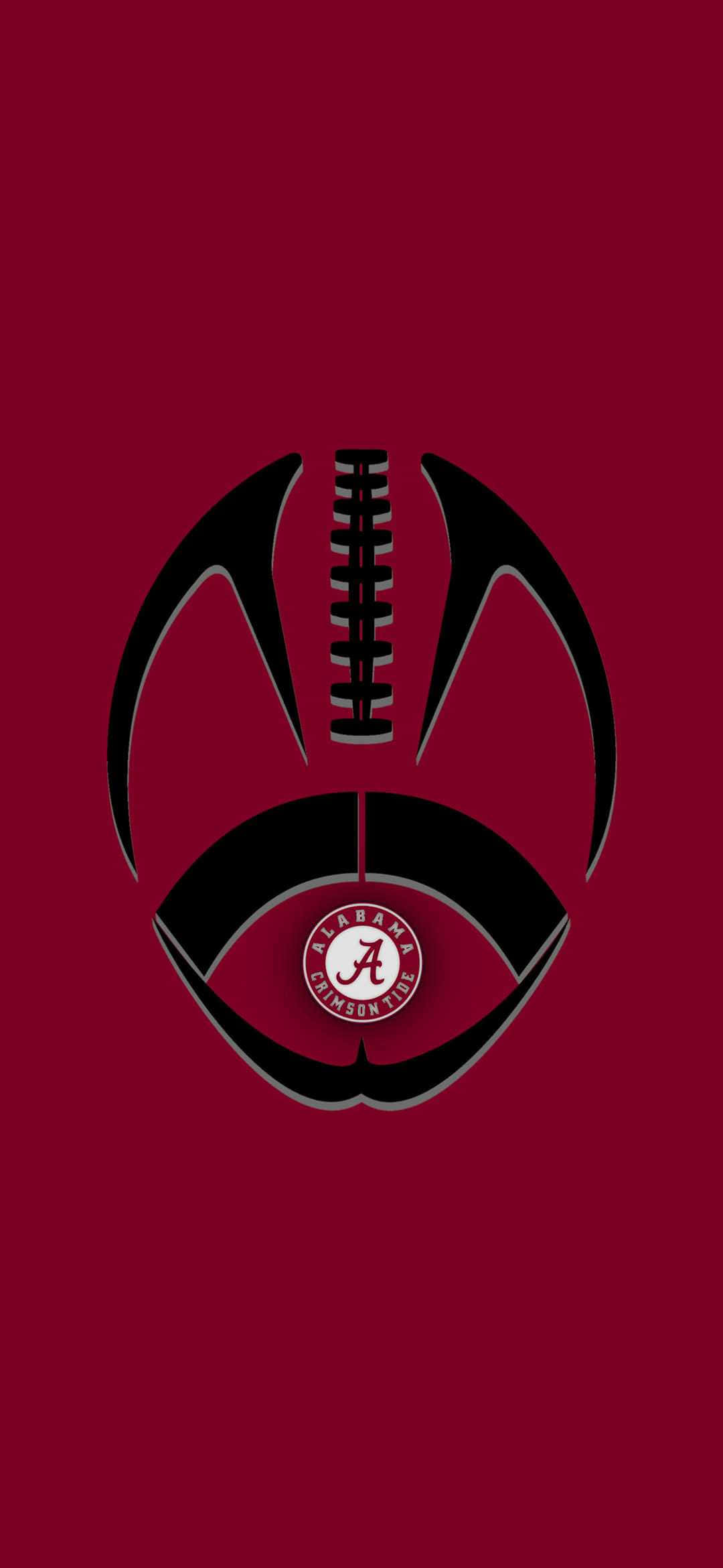 Alabama Crimson Tide, crimson background, black football logo, Full HD Phone Wallpaper