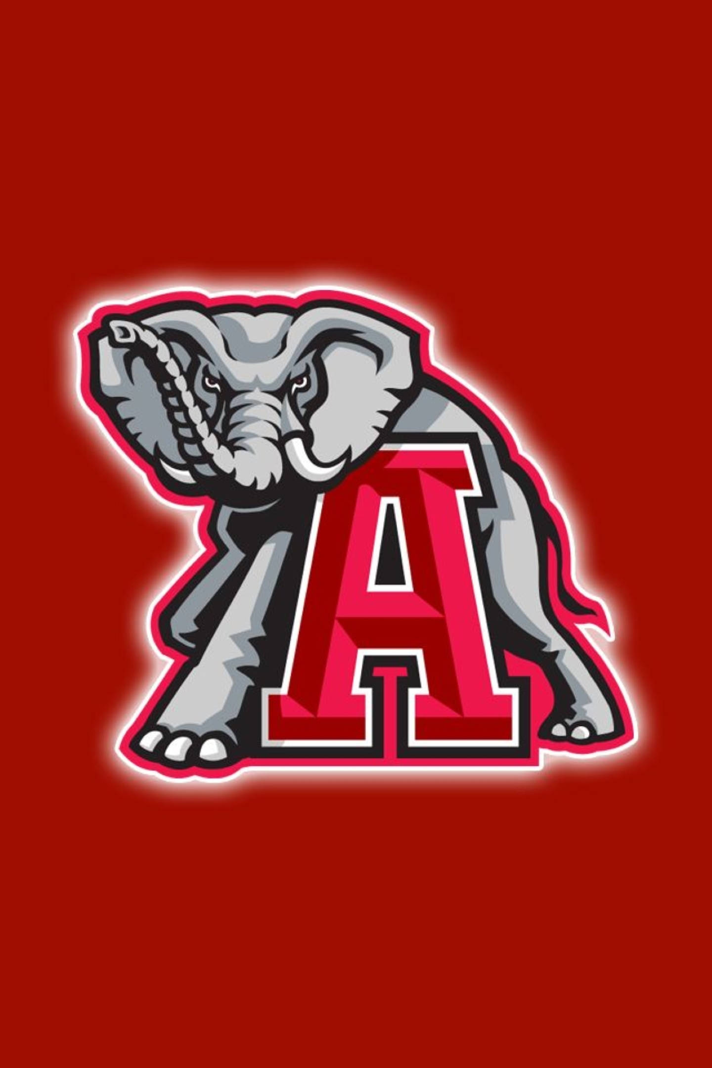 Alabama Crimson Tide, red letter A, gray elephant mascot, Full HD Phone Wallpaper