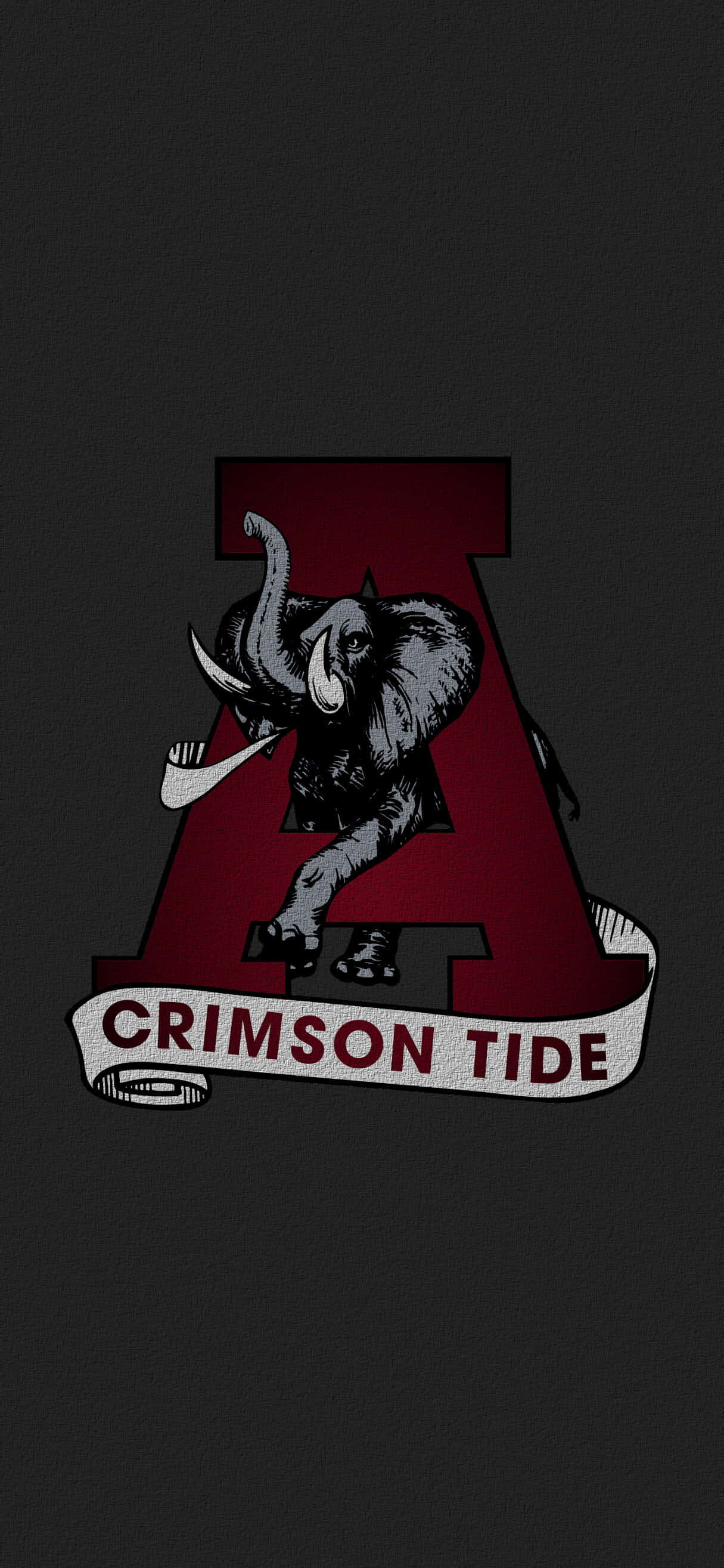 Alabama Football Logo, crimson letter A, gray elephant mascot, 2K Phone Wallpaper