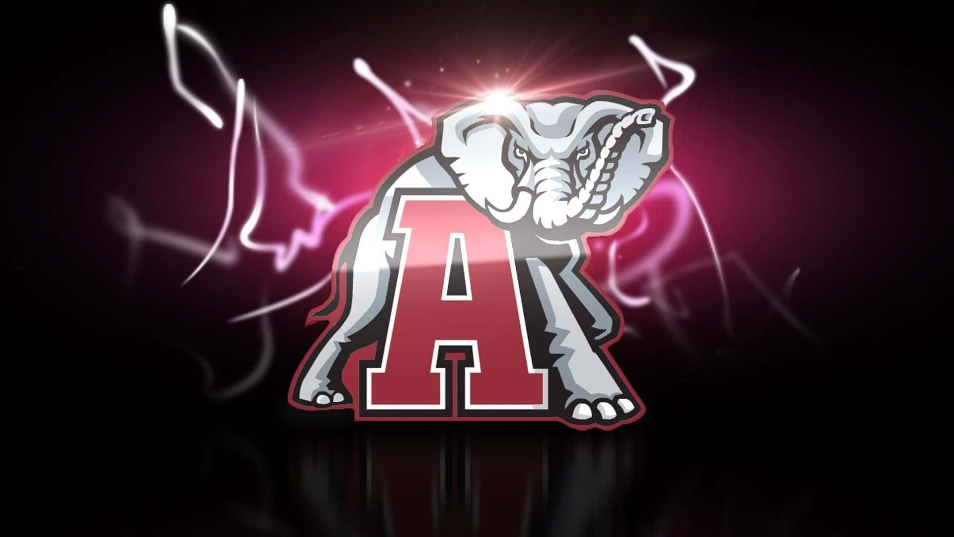 Alabama Football Logo, silver elephant mascot, red 'A', Full HD Desktop Wallpaper
