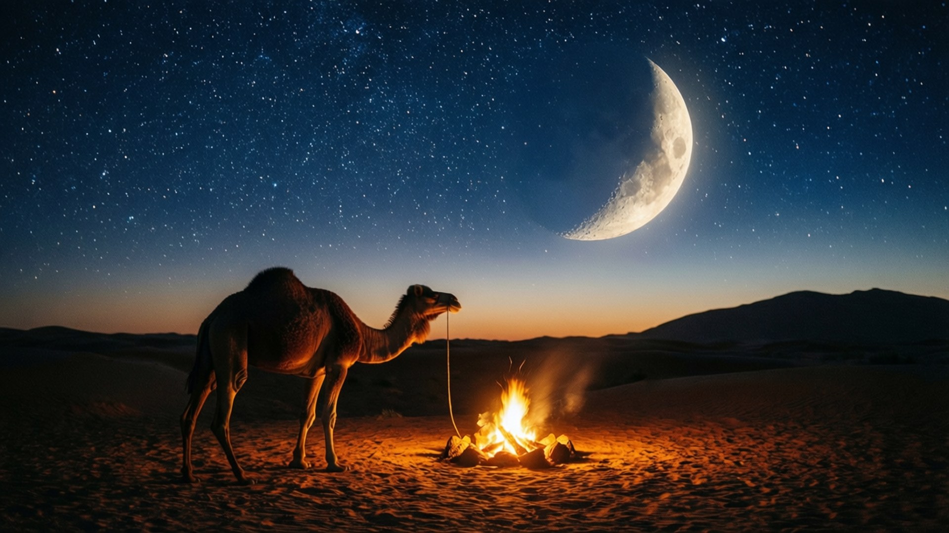 Alabasta, desert night, campfire, Full HD Desktop Wallpaper