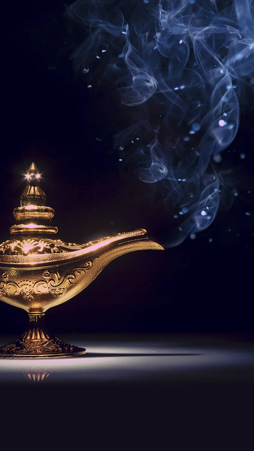Aladdin, golden genie lamp, intricate engravings, Full HD Phone Wallpaper