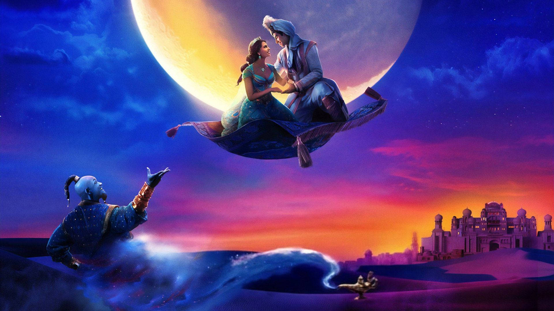 Aladdin, magic carpet, genie, Full HD Desktop Wallpaper