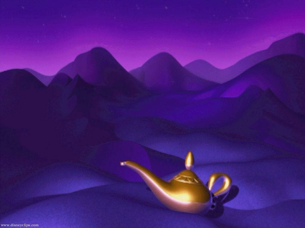 Aladdin, golden lamp, purple desert, SD Desktop Wallpaper
