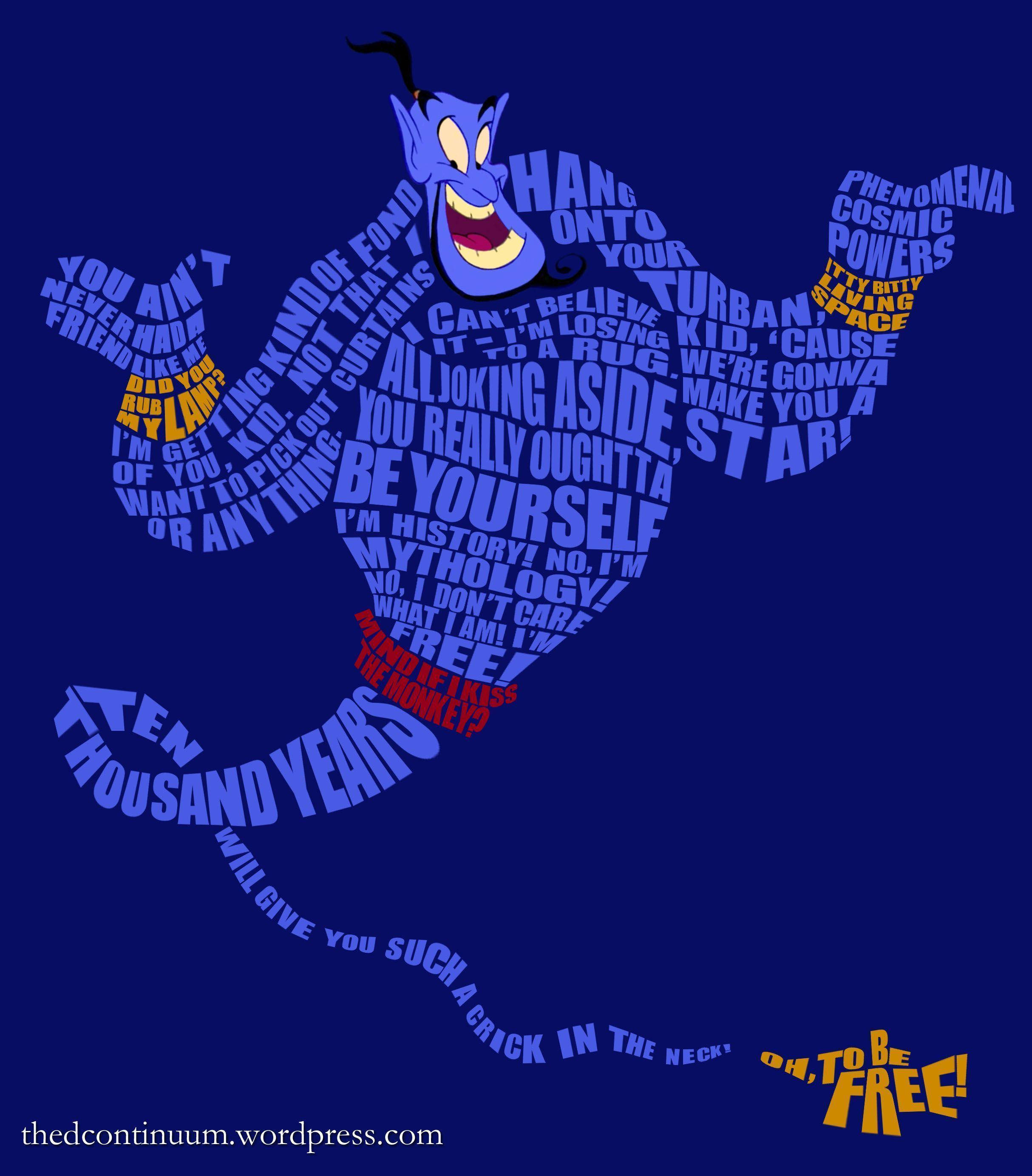 Aladdin, blue genie, movie quotes, 2K Phone Wallpaper
