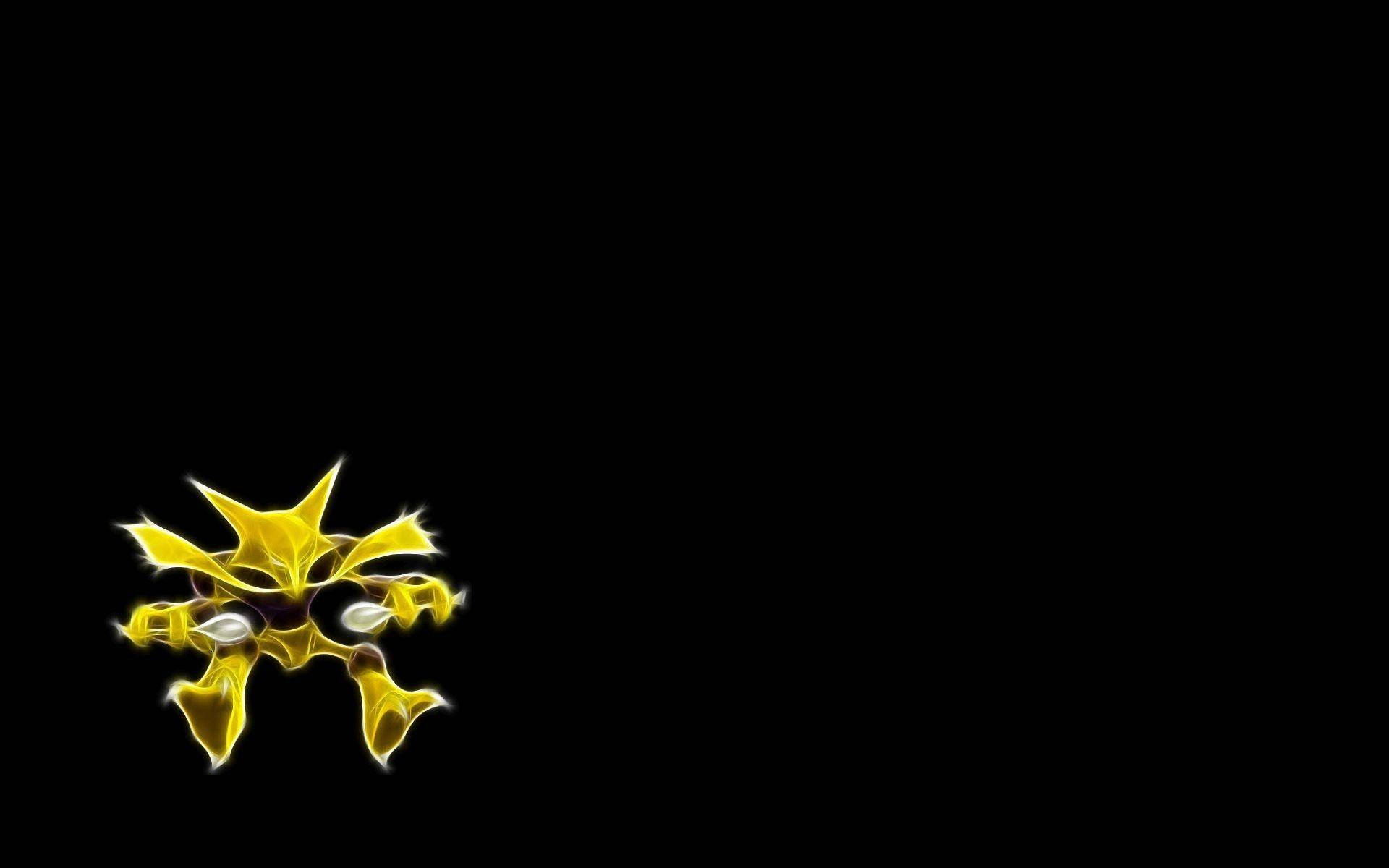Alakazam, black background, glowing yellow, Full HD Desktop Wallpaper
