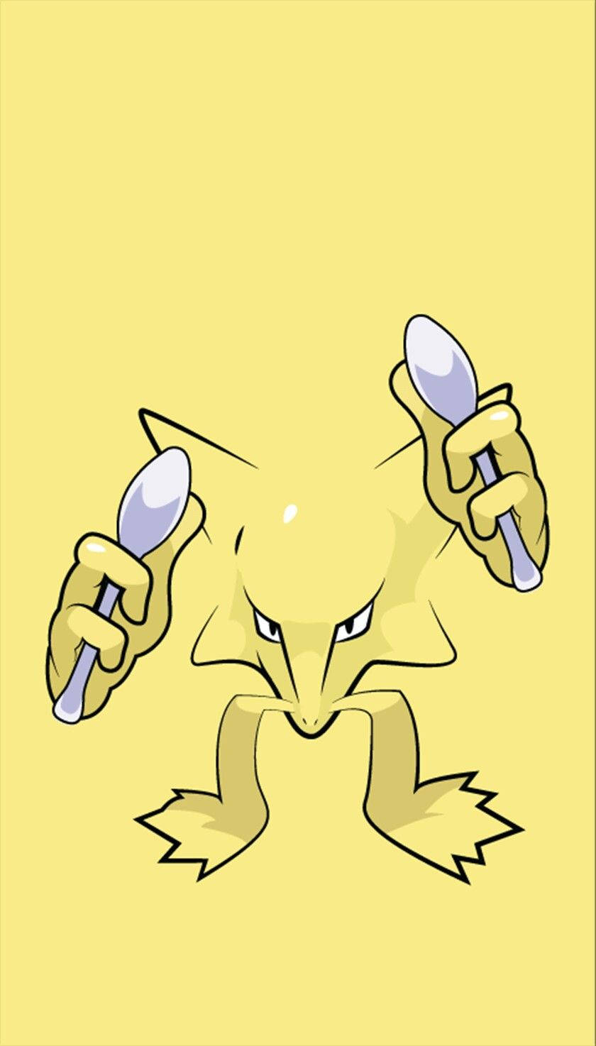 Alakazam, yellow background, sharp eyes, HD Phone Wallpaper