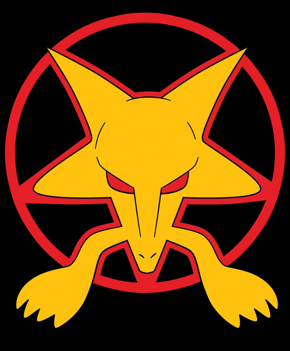 Alakazam, pentagram, yellow fox head, SD Phone Wallpaper