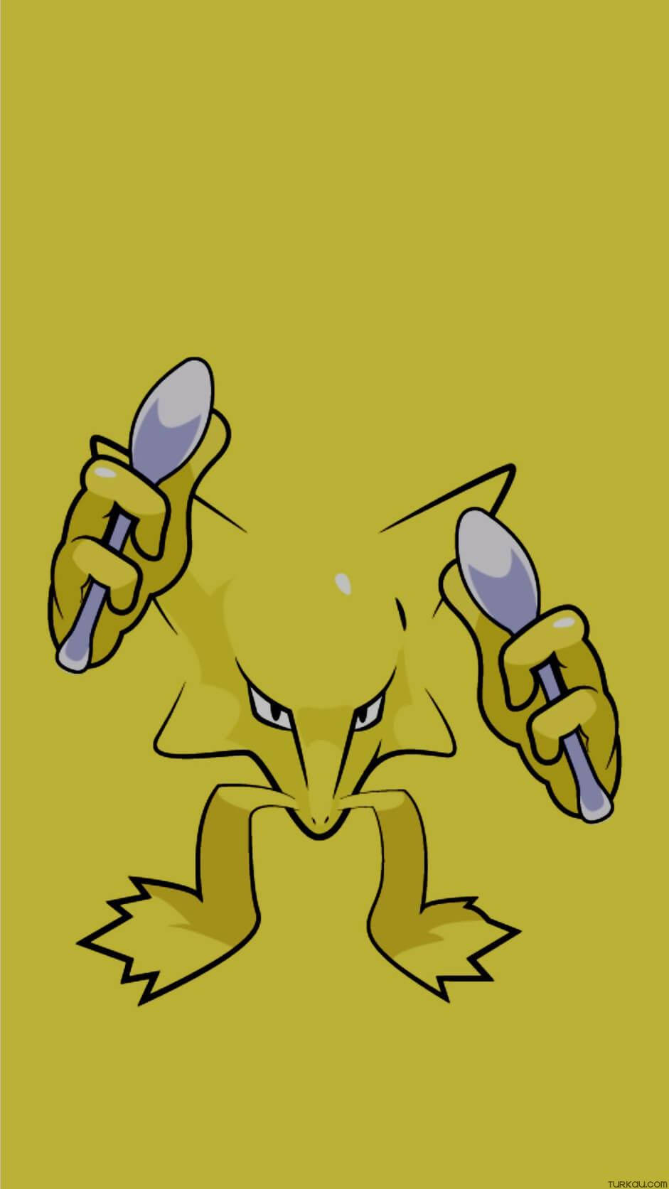 Alakazam, yellow Pokémon, sharp eyes, HD Phone Wallpaper