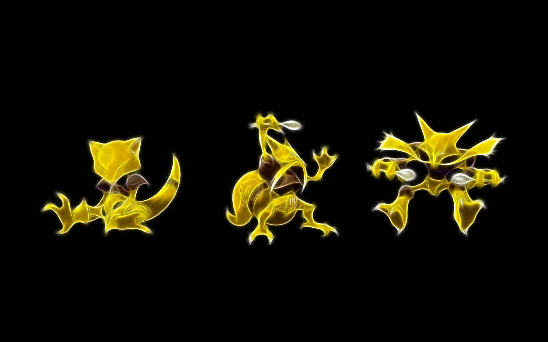 Alakazam, evolution line, glowing yellow, Full HD Desktop Wallpaper