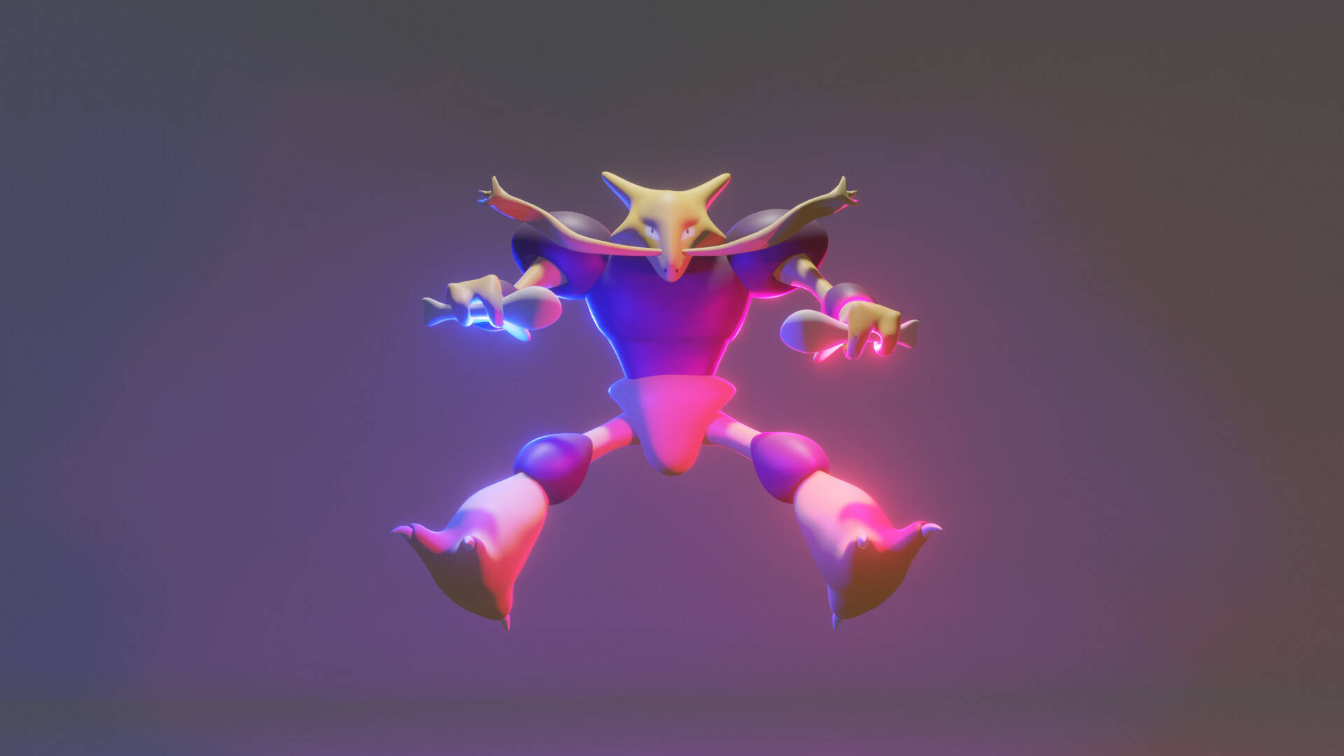 Alakazam, glowing, red blue, Full HD Desktop Wallpaper