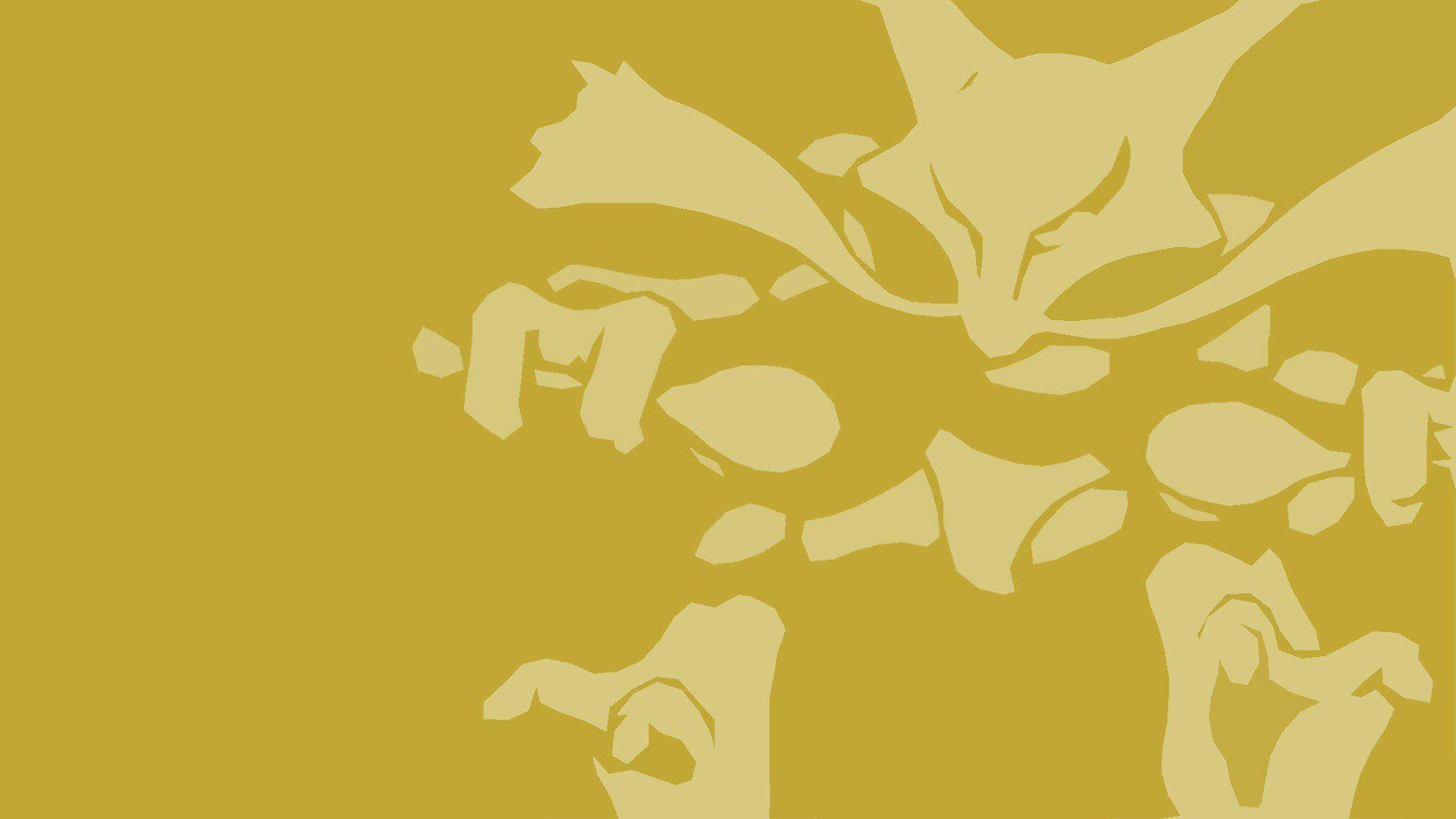 Alakazam, mustard yellow, silhouette, Full HD Desktop Wallpaper
