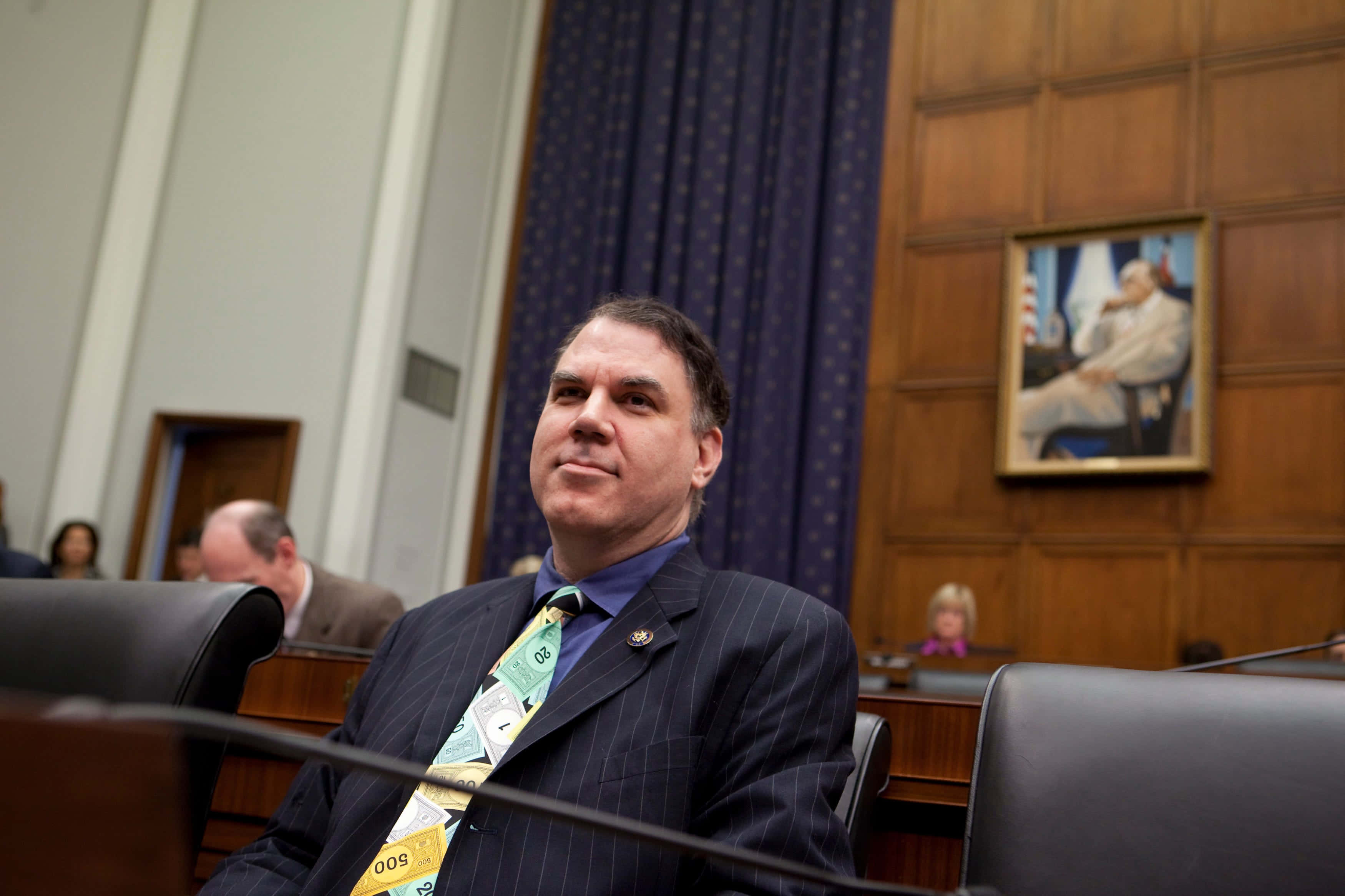 Alan Grayson, pinstripe suit, colorful tie, 2K Desktop Wallpaper