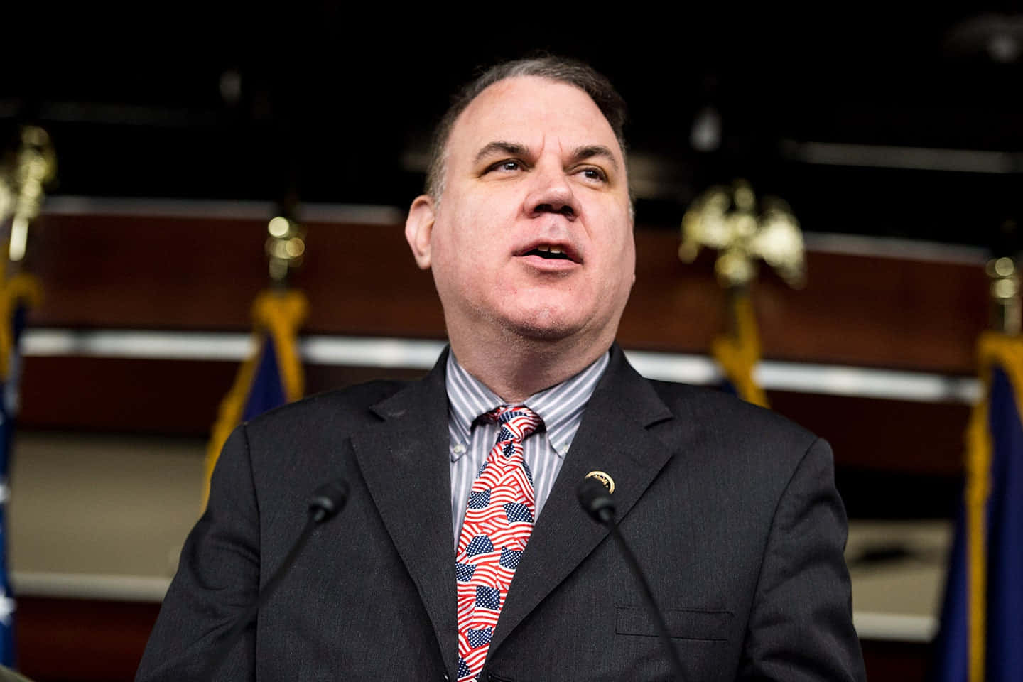 Alan Grayson, American flags, podium, HD Desktop Wallpaper