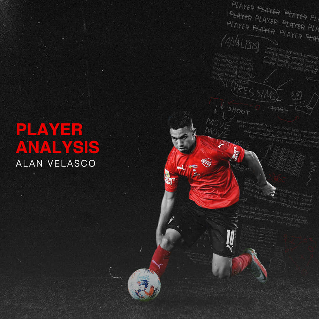 Alan Velasco, red jersey, chalkboard background, SD Desktop Wallpaper
