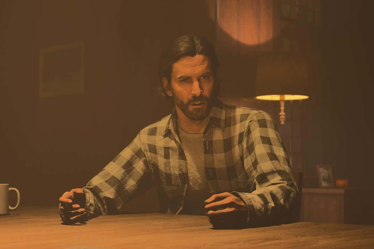 Alan Wake 2, beard, wooden table, SD Desktop Wallpaper
