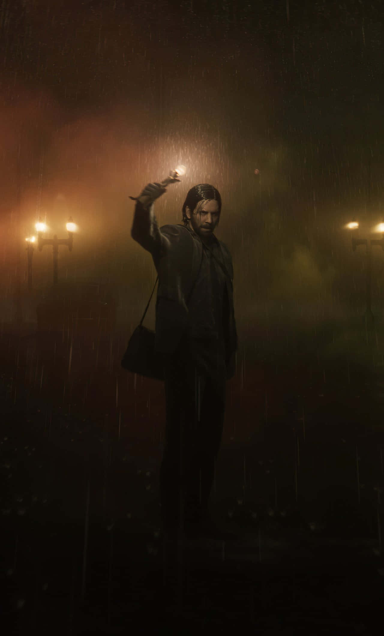 Alan Wake, rainy darkness, streetlights, Full HD Phone Wallpaper