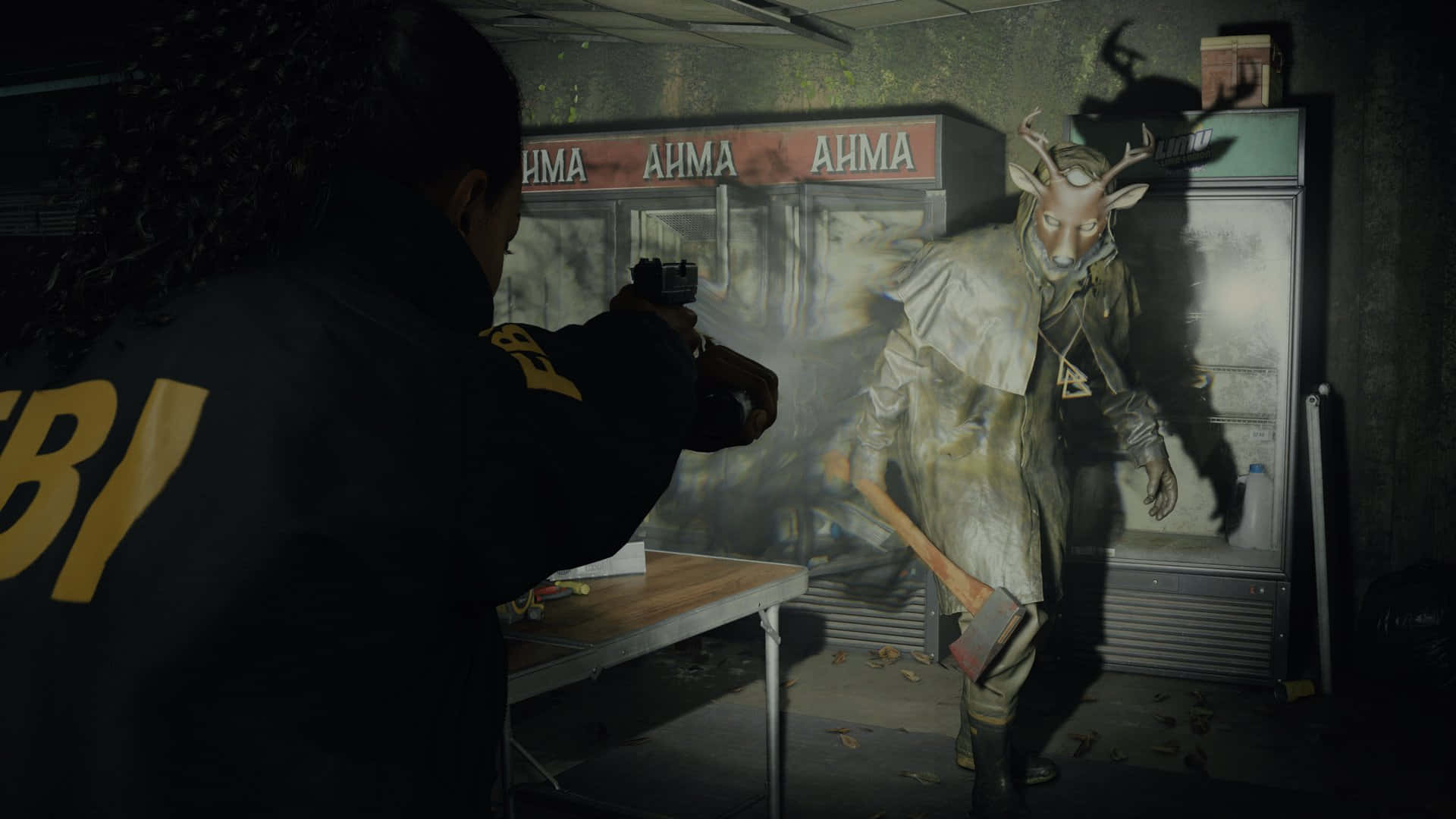 Alan Wake 2, FBI agent, deer-headed humanoid, Full HD Desktop Wallpaper