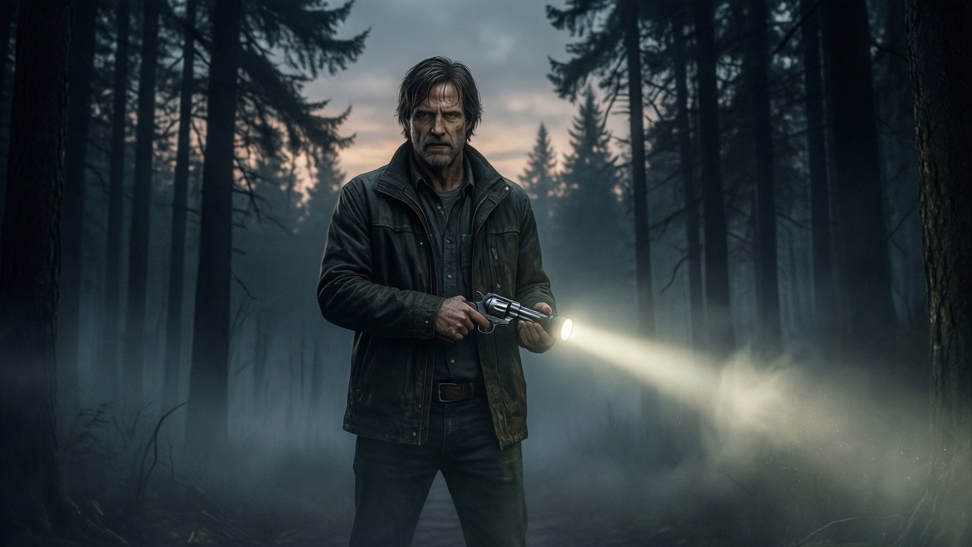 Alan Wake, foggy woods, flashlight, Full HD Desktop Wallpaper