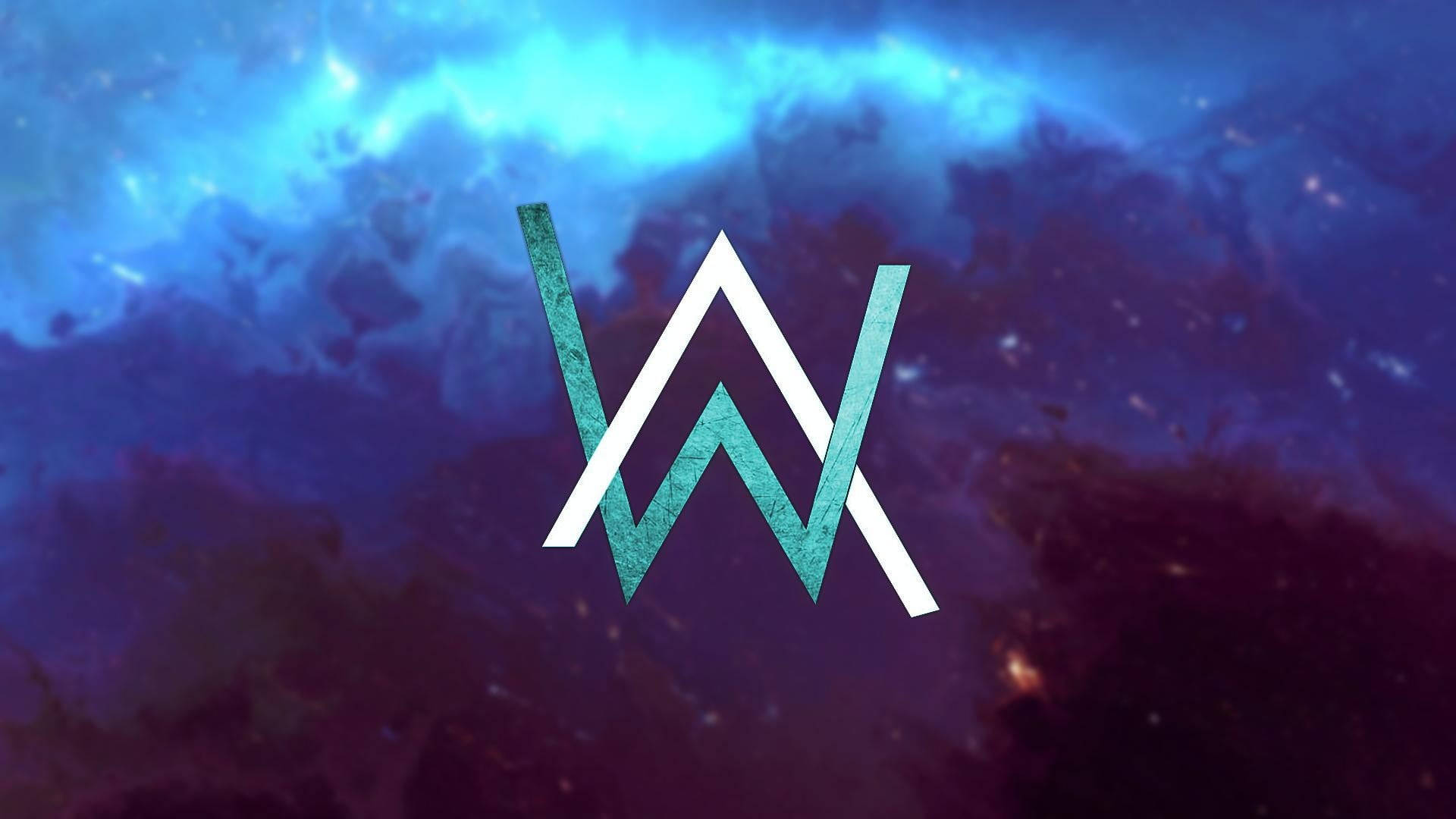 Alan Walker Logo, sky background, cosmic nebula, Full HD Desktop Wallpaper
