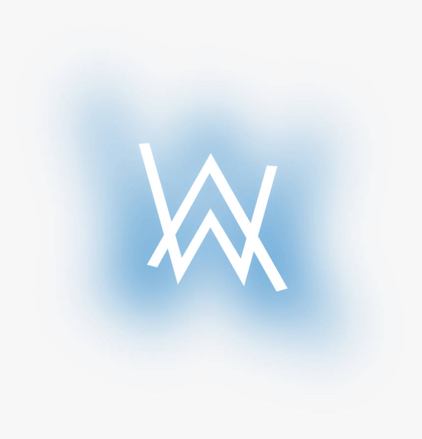 Alan Walker, white stylized 'W' logo, soft gradient blue background, SD Phone Wallpaper