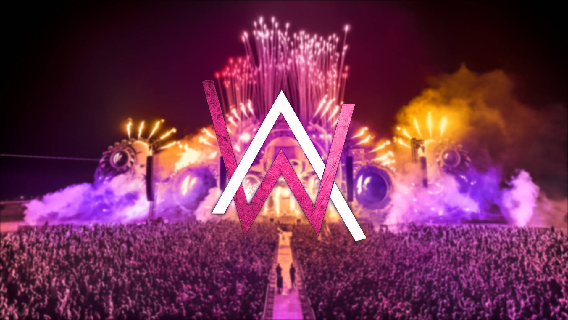 Alan Walker, concert, fireworks, Full HD Desktop Wallpaper