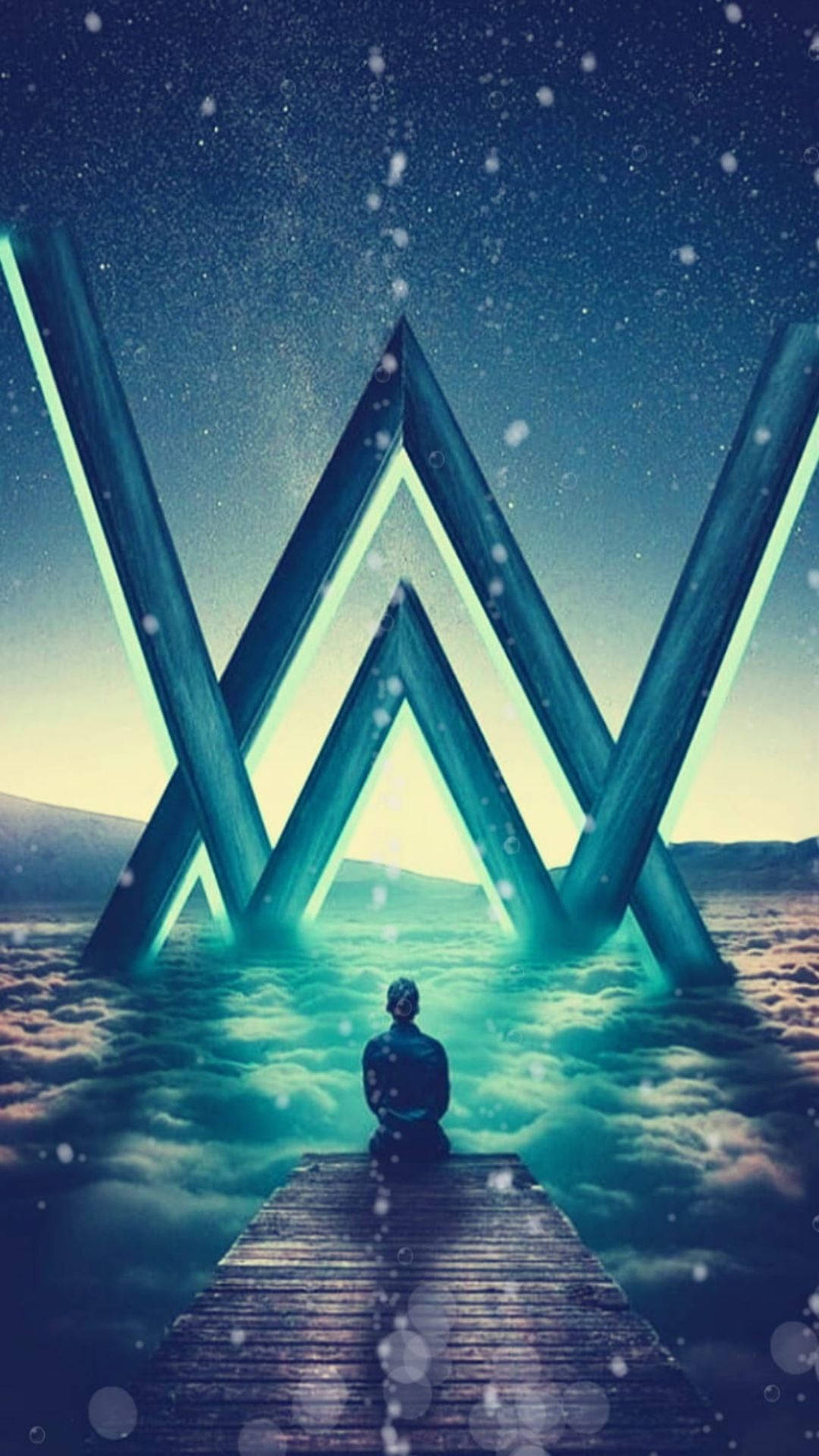 Alan Walker, glowing geometric structure, starry night sky, Full HD Phone Wallpaper