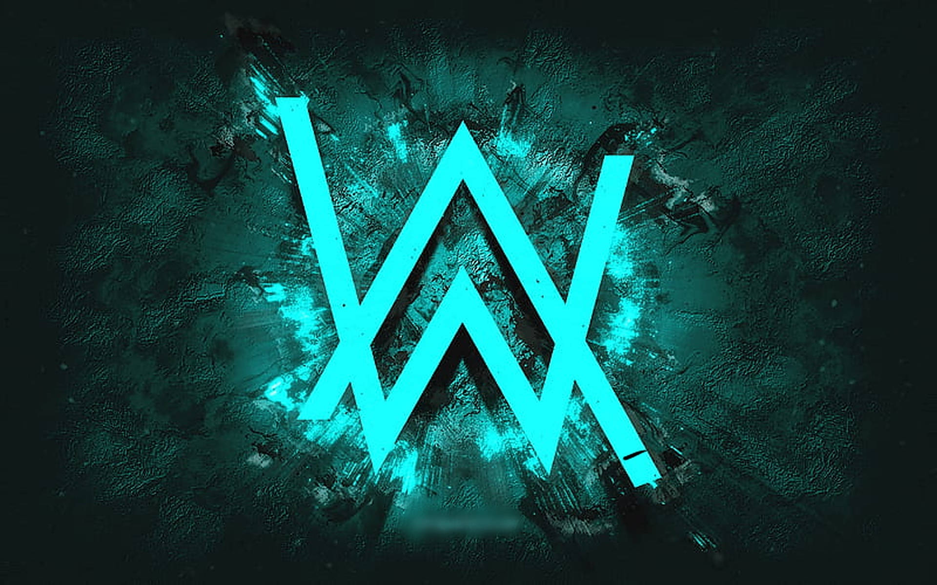 Alan Walker, turquoise logo, glowing cyan stylized 'W' logo, Full HD Desktop Wallpaper