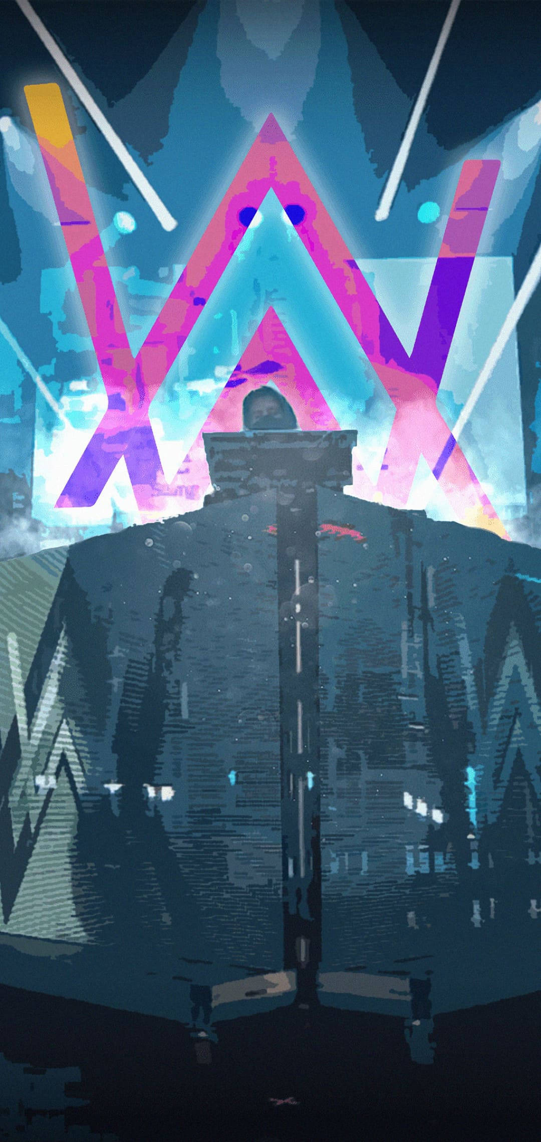 Alan Walker, pink alan walker logo, glowing neon triangle, Full HD Phone Wallpaper