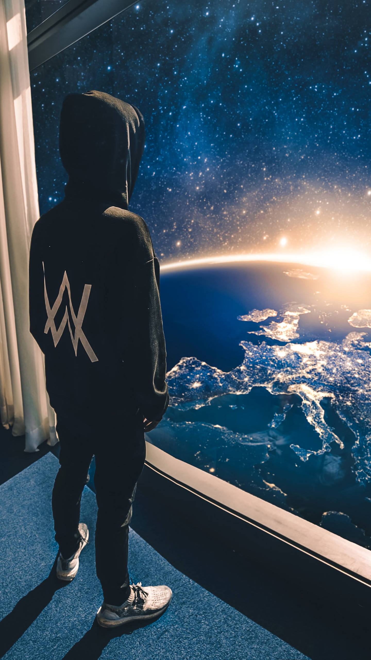Alan Walker, space, black hoodie, 2K Phone Wallpaper