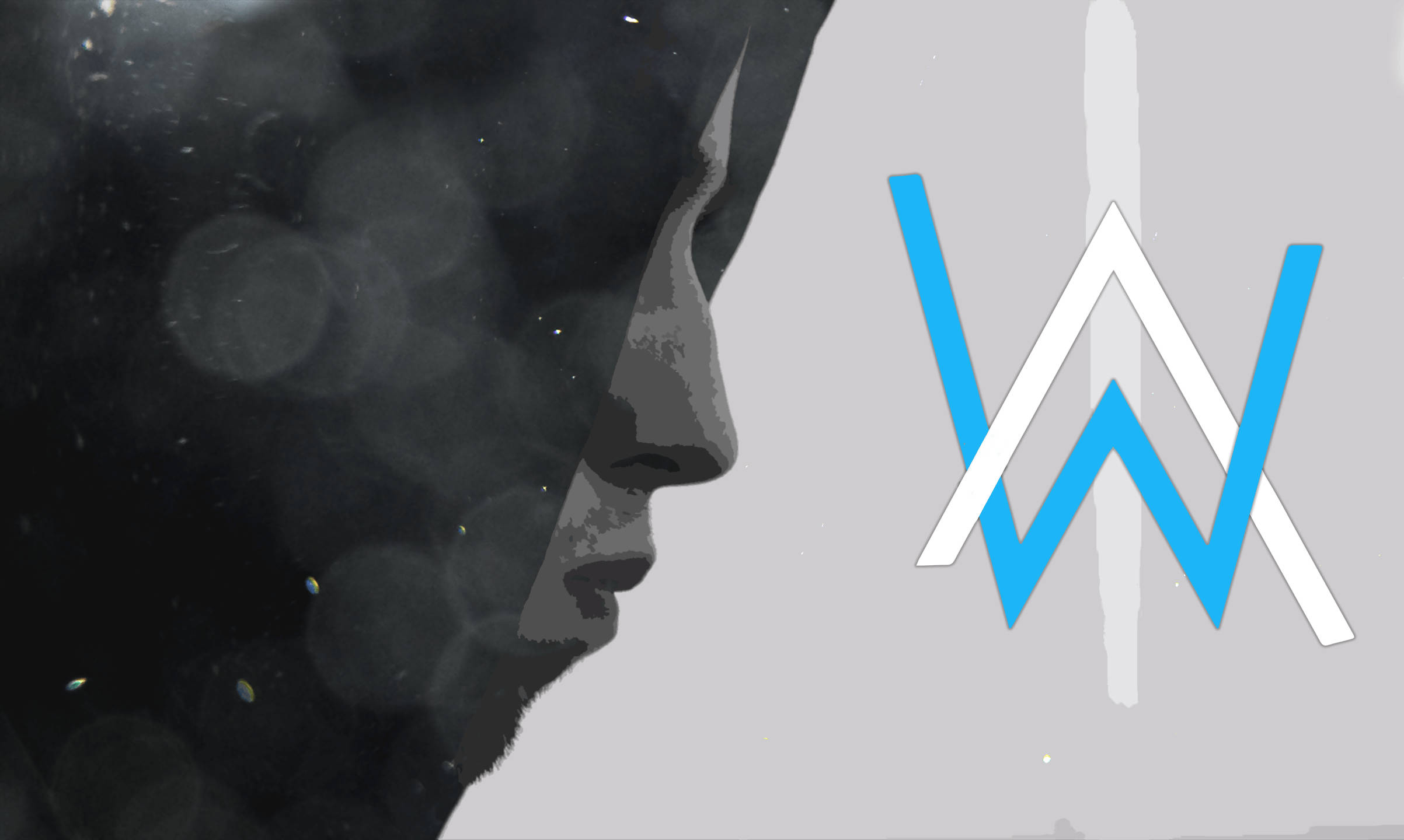 Alan Walker, side view, monochrome profile, Full HD Desktop Wallpaper