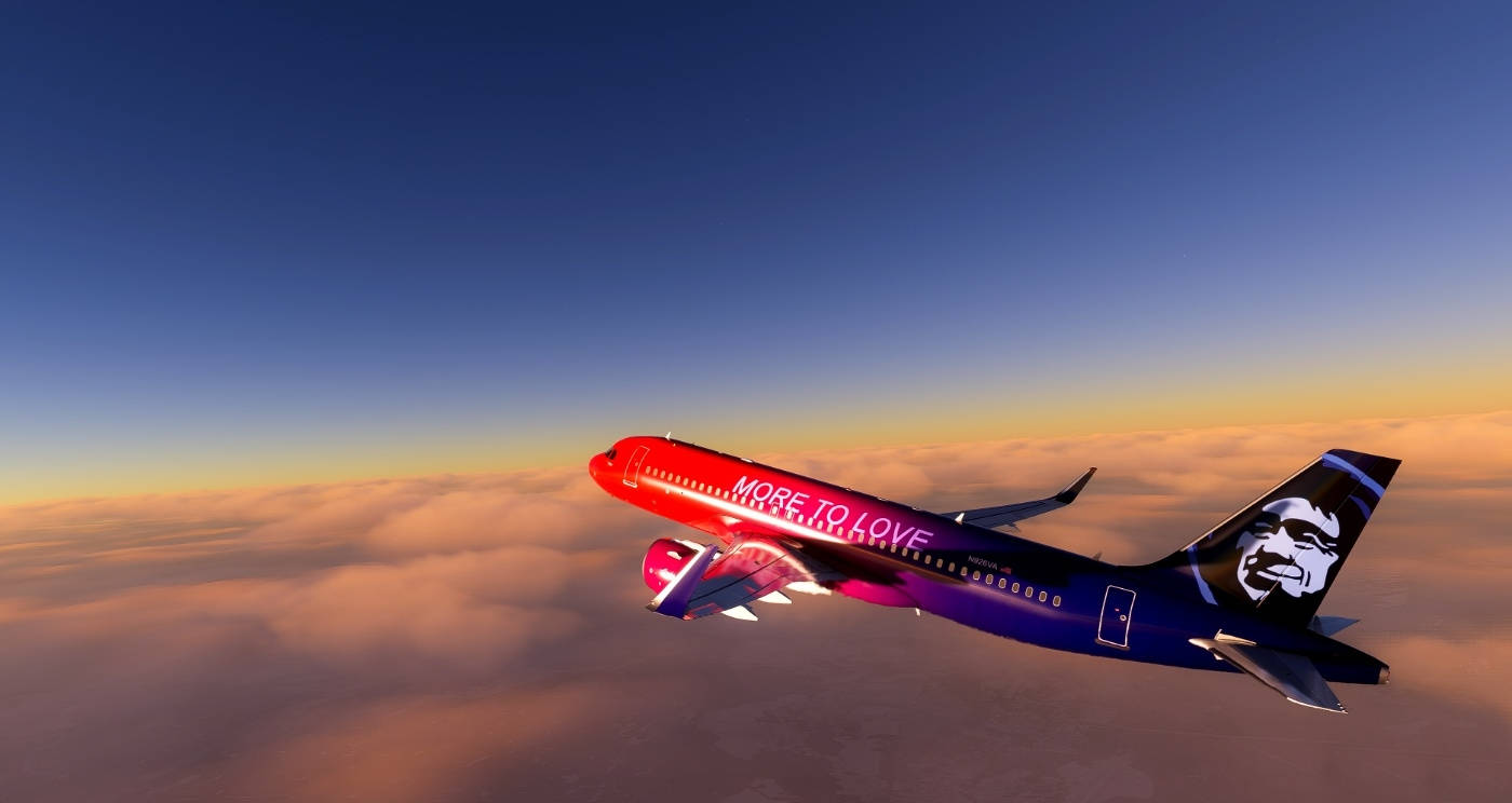 Alaska Airlines, red and blue plane, MORE TO LOVE, HD Desktop Wallpaper