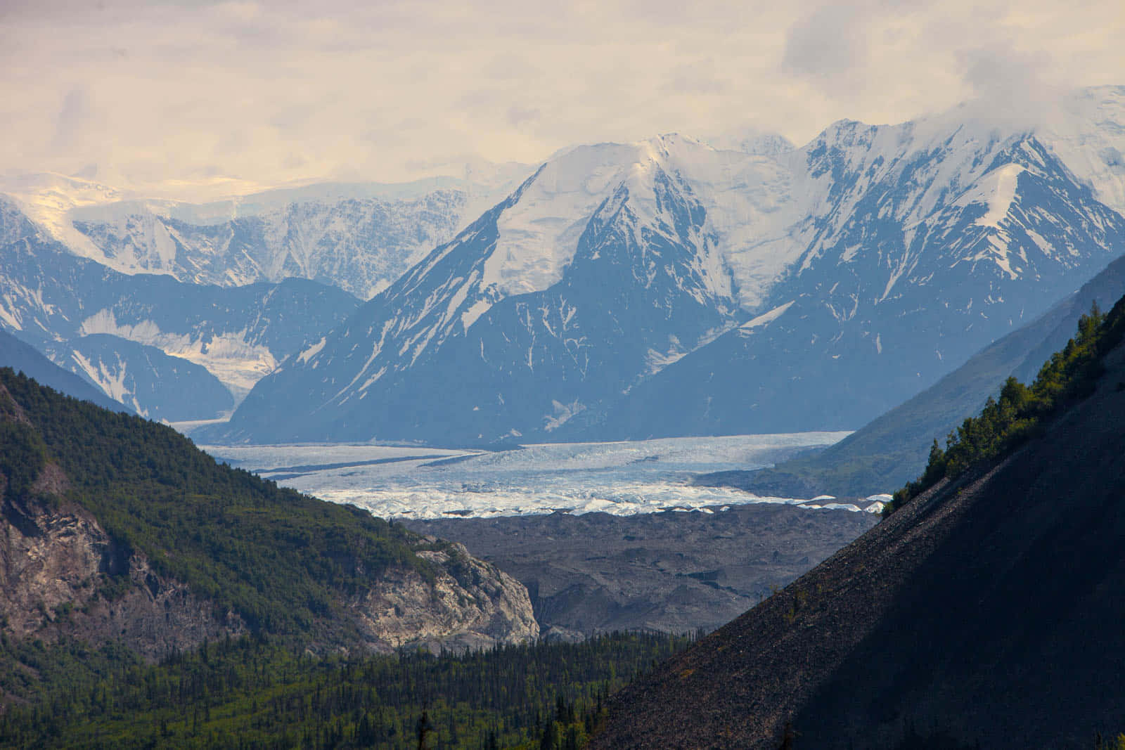 Alaska, glacier, valley, HD Desktop Wallpaper