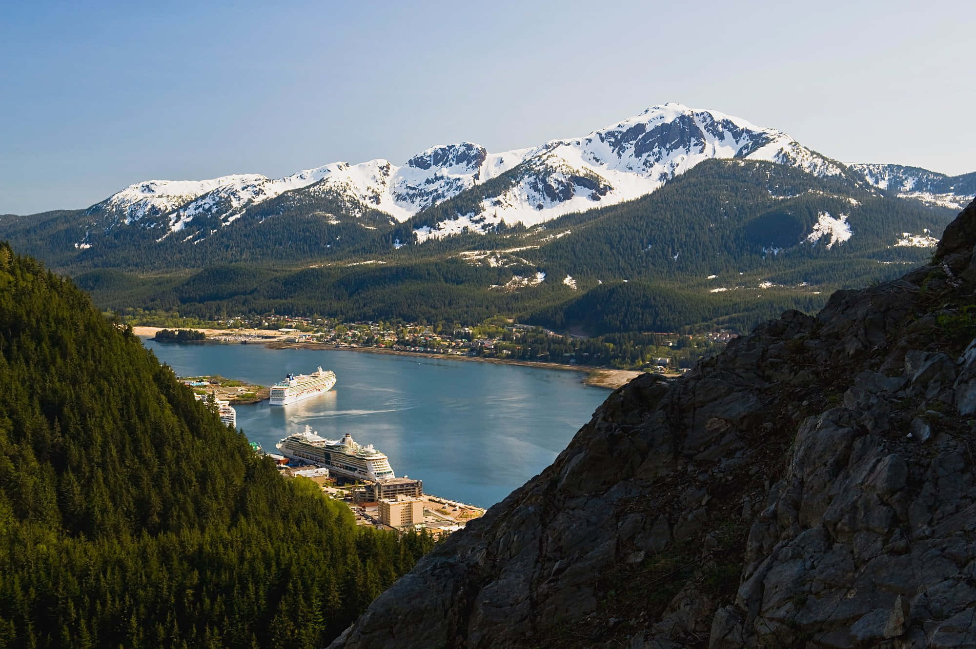 Alaska, snow-capped mountains, serene fjord, Full HD Desktop Wallpaper
