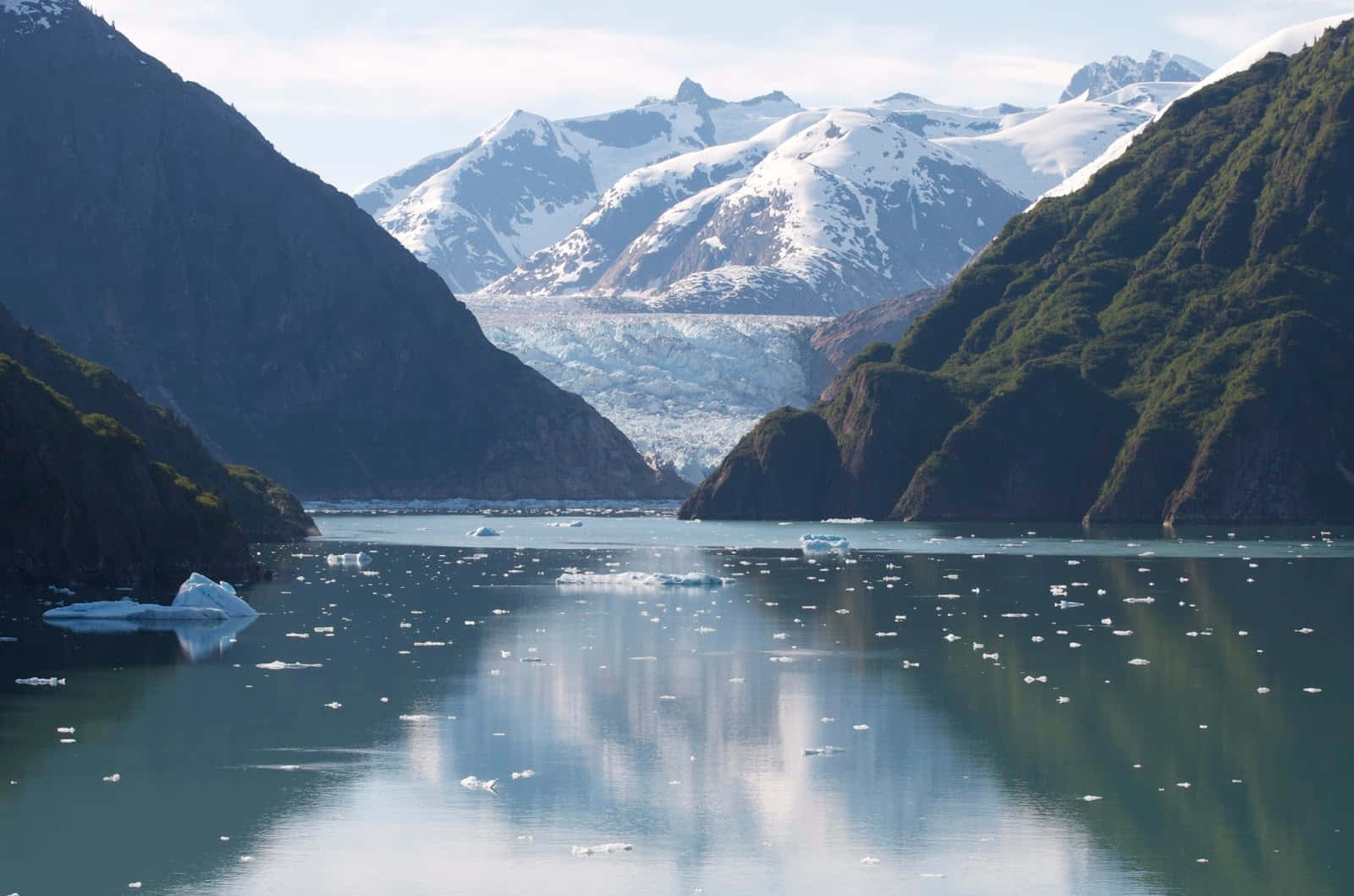 Alaska, glacial fjord, floating icebergs, HD Desktop Wallpaper