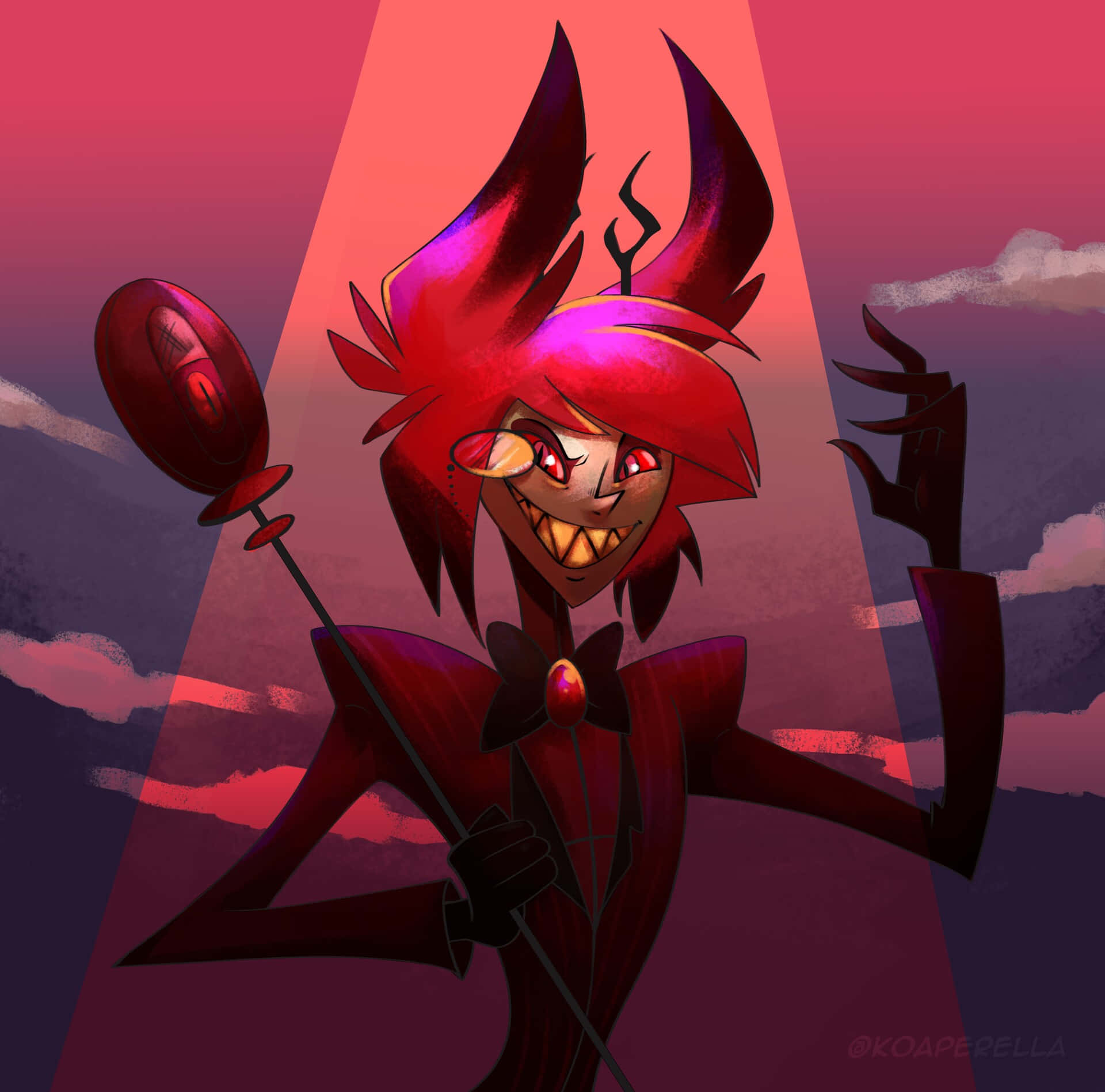Alastor, Hazbin Hotel, red hair, Full HD Desktop Wallpaper