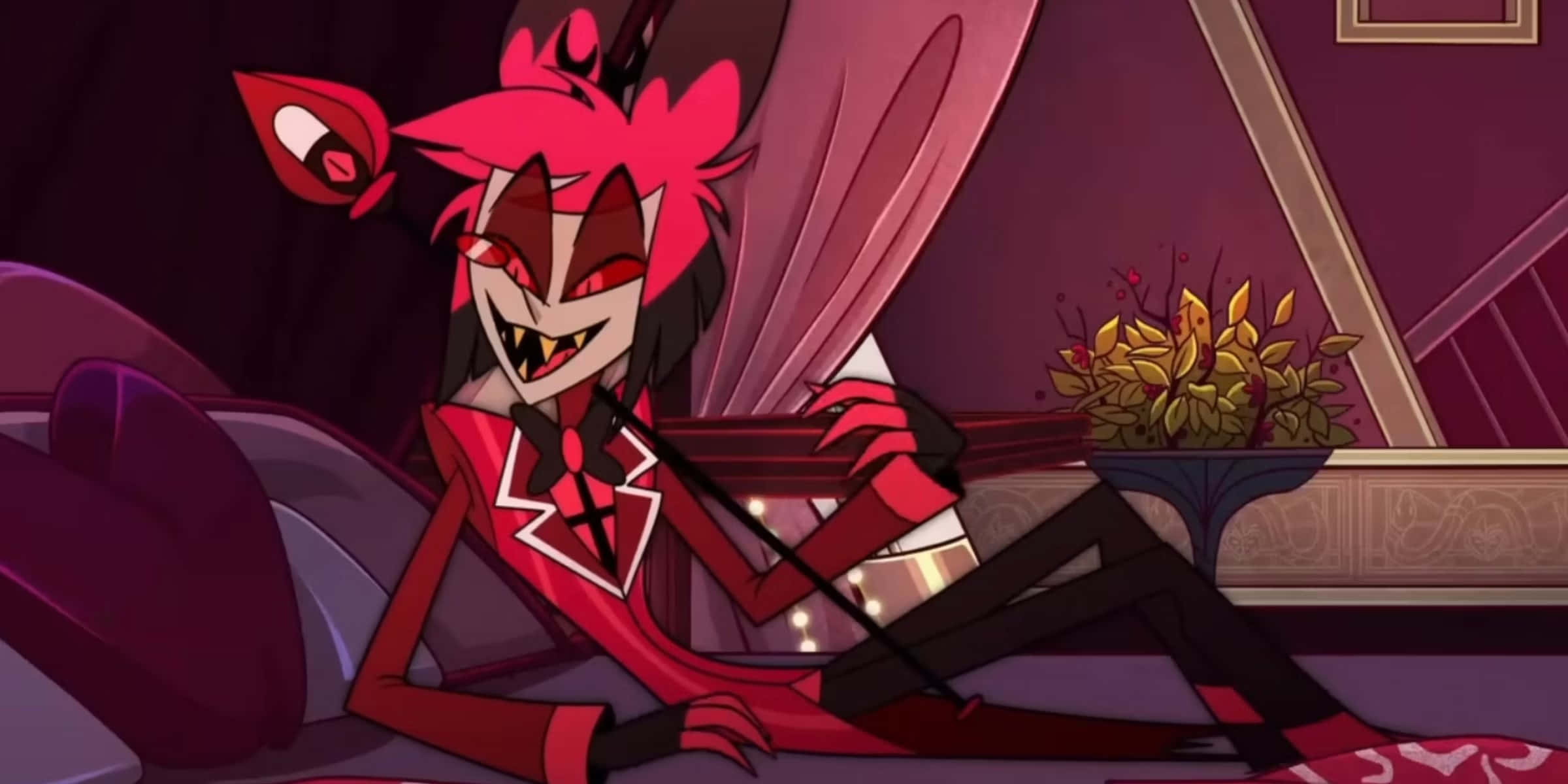 Alastor, Hazbin Hotel, red-haired anime demon, Full HD Desktop Wallpaper