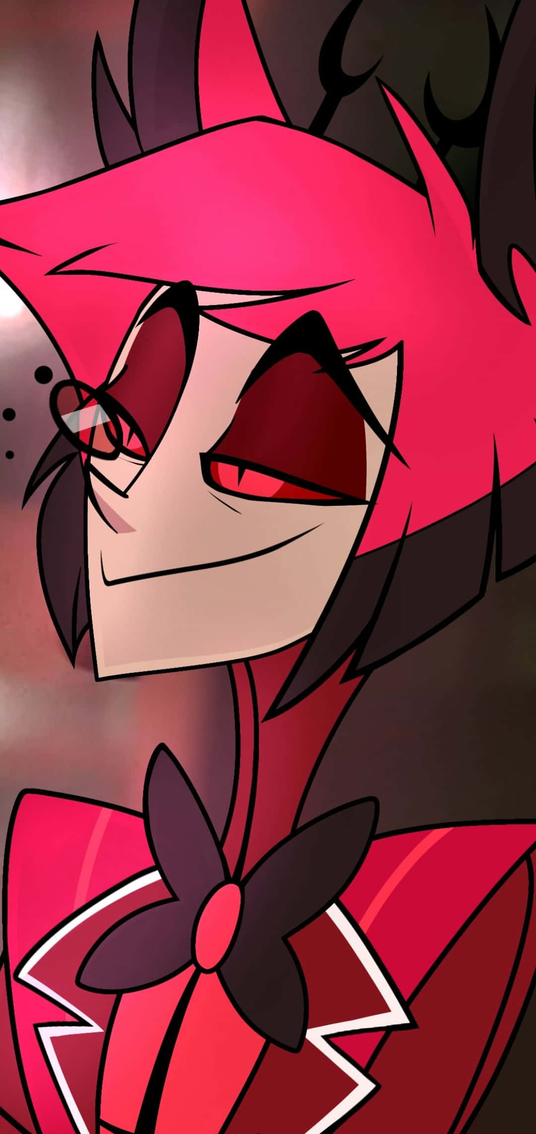 Alastor, Hazbin Hotel, vibrant pink hair, Full HD Phone Wallpaper