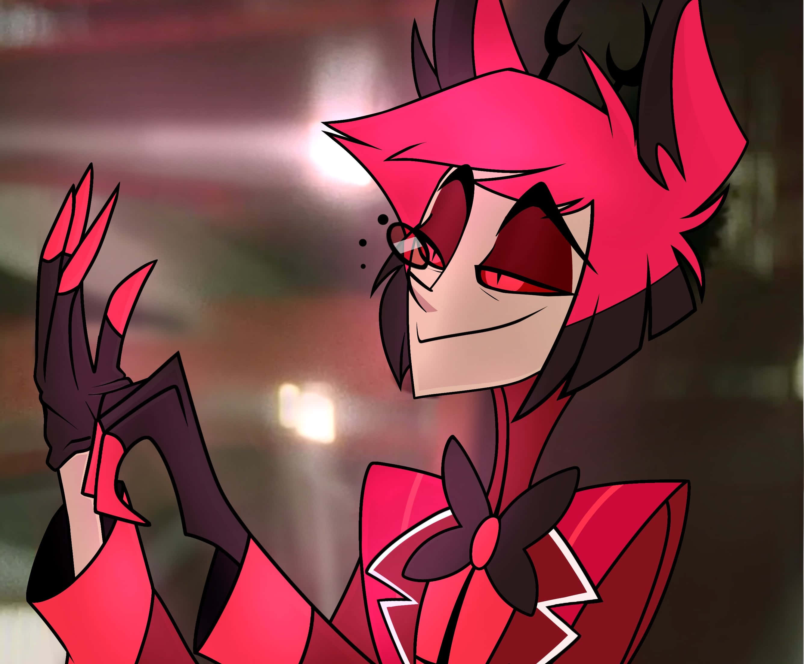 Alastor, Hazbin Hotel, pink hair, 2K Desktop Wallpaper