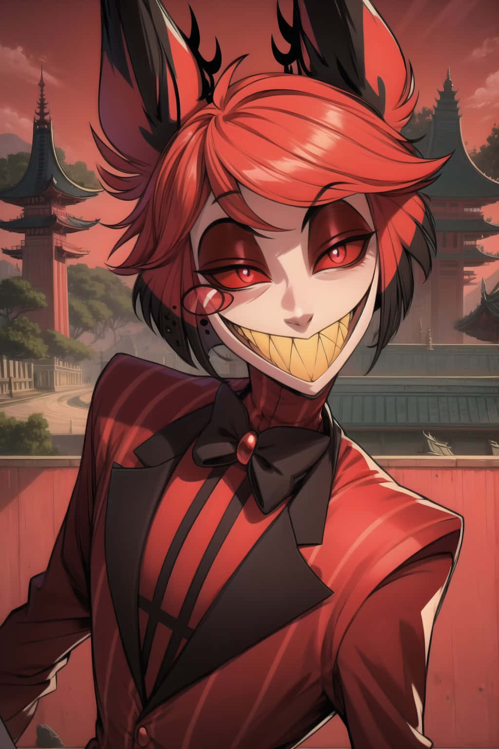 Alastor, Hazbin Hotel, red-haired, HD Phone Wallpaper