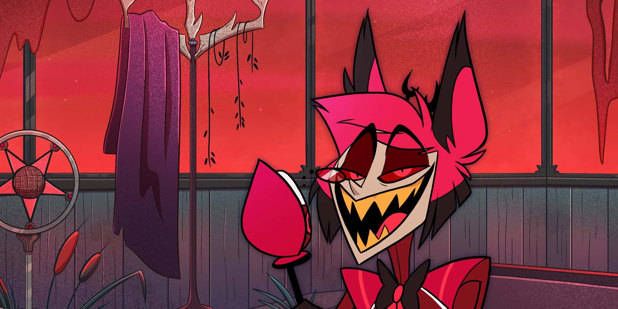 Alastor, Hazbin Hotel, pink-haired devil, Full HD Desktop Wallpaper